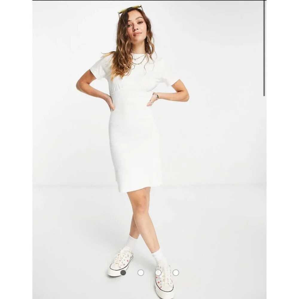 Noisy May Women’s fitted mini t-shirt dress in white Size XS New